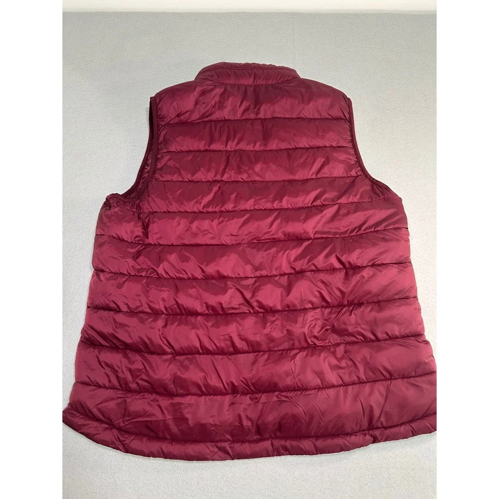 32 Degrees Heat Puffer Vest Women XL Burgundy Wine Quilted Full Zip Sleeveless